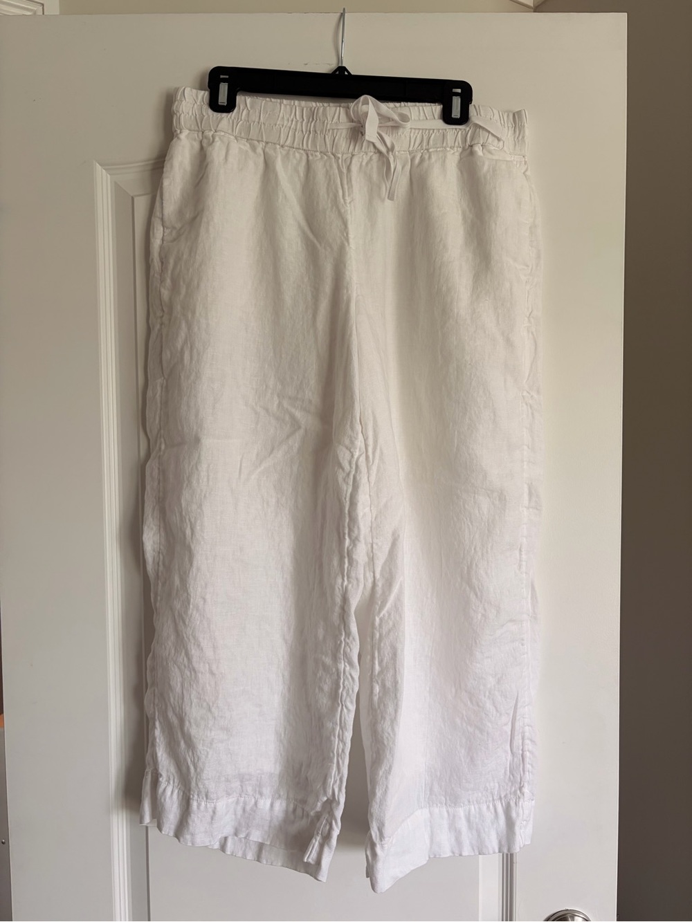 J.Crew 100% Linen White Cropped Wide-Leg Pants – Size M